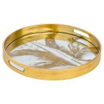 Circular Tray Gold Leaf Design
