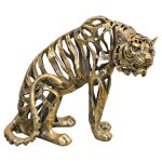 Hollow Gold Sitting Tiger Statue