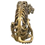 Hollow Gold Sitting Tiger Statue - Back