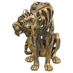 Hollow Gold Sitting Tiger Statue - Front