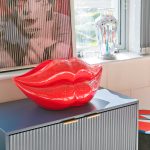 Red Lips Planter displayed on our Cabinet