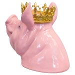 Crown Pig Bust Statuette - Back