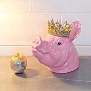 Crown Pig Bust Statuette in our Showroom