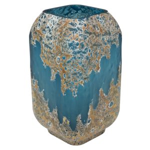 Blue Tall Glass Lava Planter