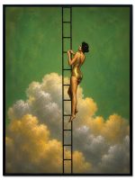 Ascending Through Golden Clouds Velvet Print Wall Art