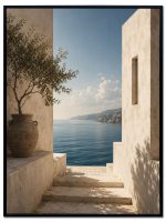 Serene Mediterranean Sea View Velvet Print Wall Art