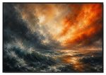 Fiery Churning Sea Storm Velvet Print Wall Art