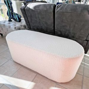 Teddy Fabric Oval Bench Seat in our Showroom