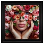 Flower Face Woman Close Up Velvet Print
