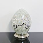 Mosaic Glass Egg Lamp - Mirrored Art Deco Design - Turned Off
