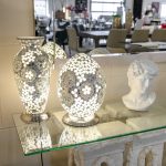 Mosaic Glass Lamps - Mirrored Art Deco Design in our Showroom