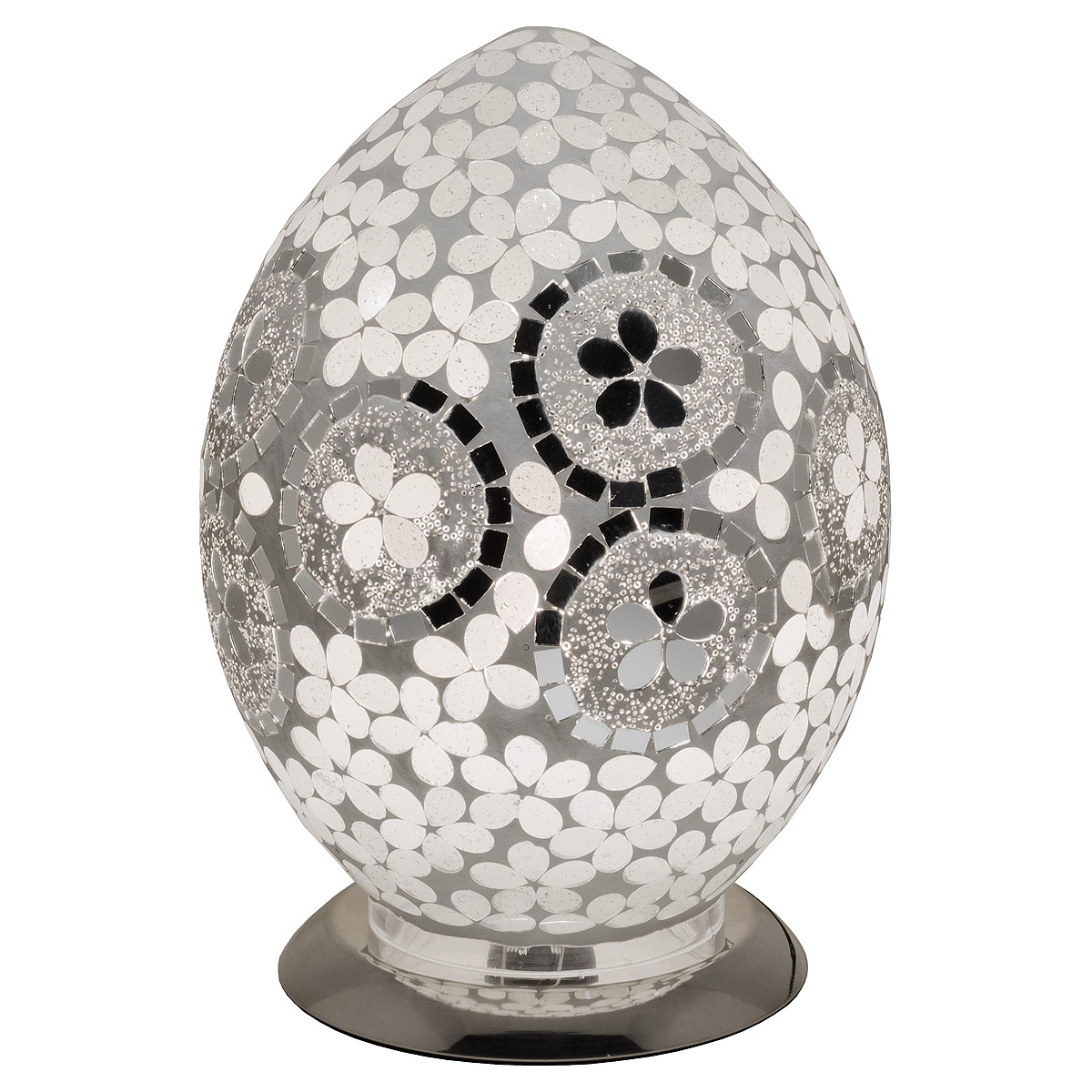 LM72CRF Mosaic Glass Egg Lamp - Mirrored Art Deco Mosaic Glass Egg Lamp - Mirrored Art Deco