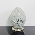 Mosaic Glass Lamps White Flower Design - Turned Off