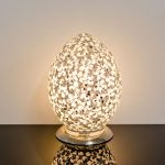 Mosaic Glass Lamps White Flower Design - Turned On
