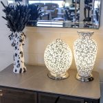 Mosaic Glass Lamps White Flower Design in our Showroom