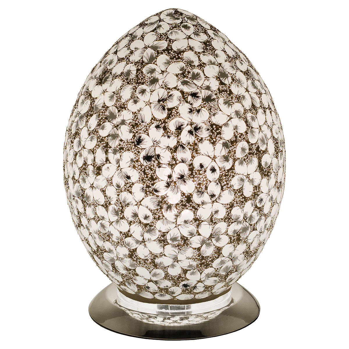 LM72W Mosaic Glass Egg Lamp - White Flower Mosaic Glass Egg Lamp - White Flower