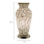 Mosaic Glass Vase Lamp- White Flower - Dimensions