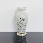 Mosaic Glass Vase Lamp- White Flower Design - Turned Off
