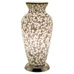 Mosaic Glass Vase Lamp- White Flower