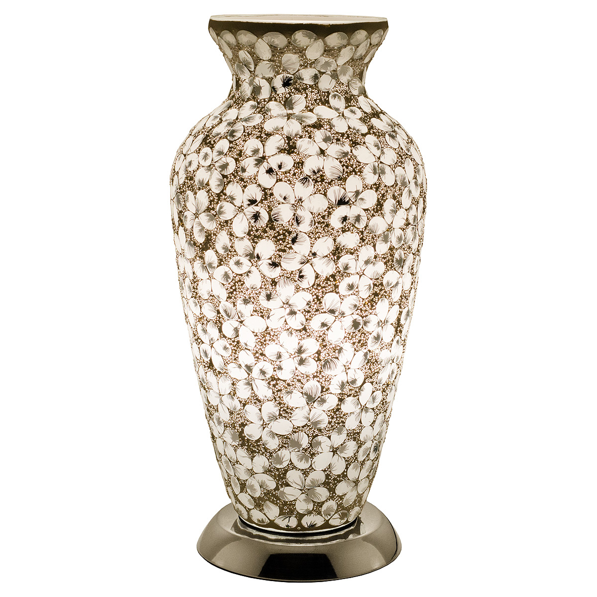 LM73W Mosaic Glass Vase Lamp- White Flower Mosaic Glass Vase Lamp- White Flower