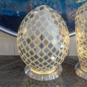 Mosaic Glass Egg Lamp - Mirrored Tile in our Showroom