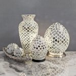 Mosaic Glass Egg and Vase Lamp - Mirrored Tile Set in our Showroom