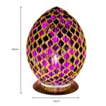 Mosaic Glass Egg Lamp - Purple Tile - Dimensions