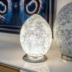 White Mosaic Glass Egg Lamp