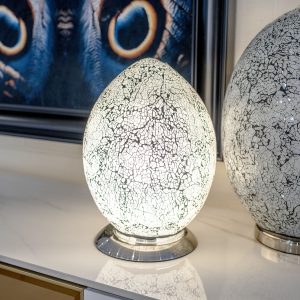White Mosaic Glass Egg Lamp