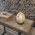 Autumn Gold Mini Mosaic Egg Lamp in our Showroom