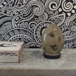 Autumn Gold Mini Mosaic Egg Lamp - Turned Off