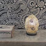 Autumn Gold Mini Mosaic Egg Lamp - Turned On