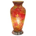 Red and Orange Mosaic Glass Vase Lamp