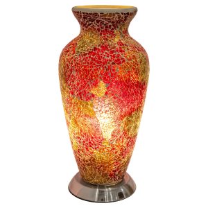 Red and Orange Mosaic Glass Vase Lamp