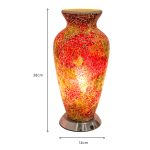 Red and Orange Mosaic Glass Vase Lamp - Dimensions