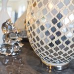 Mosaic Glass Egg Lamp - Mirrored Tile - Close Up