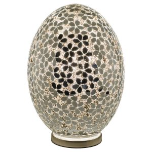 Large Mosaic Glass Egg Lamp - Mirrored Flower