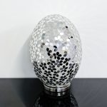 Large Mosaic Glass Egg Lamp - Mirrored Flower - Turned Off