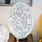 Mosaic Glass White Egg Lamp in our Showroom - Close Up