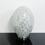 Large Mosaic Glass Egg Lamp - White Flower - Turned Off