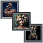 Velvet Print Grey Framed Artwork - 55 x 55cm