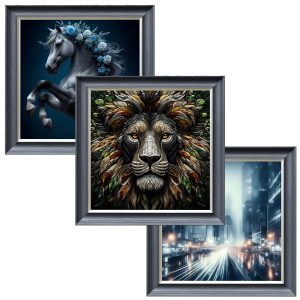 Velvet Print Grey Framed Artwork - 85 x 85cm