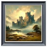 Beaumauris Castle Velvet Print - Grey Frame