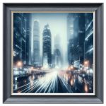 City Scene Velvet Print - Grey Frame