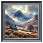 Cottage in the Valley Velvet Print - Grey Frame