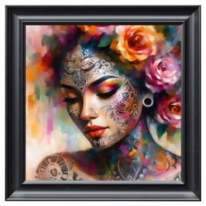 Flowers in Her Hair Velvet Print - Black Frame
