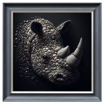 Rocky Rhino Velvet Print - Grey Frame