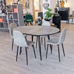 Thornton Grey Extending Dining Table with 4 Chairs - Extended