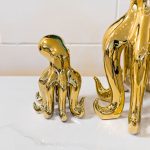 Ceramic Small and Large Gold Octopus in our Showroom
