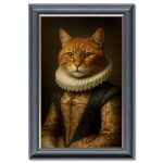 Regal Beast - Good Queen Cat Velvet Print - Grey Frame - 115x75cm